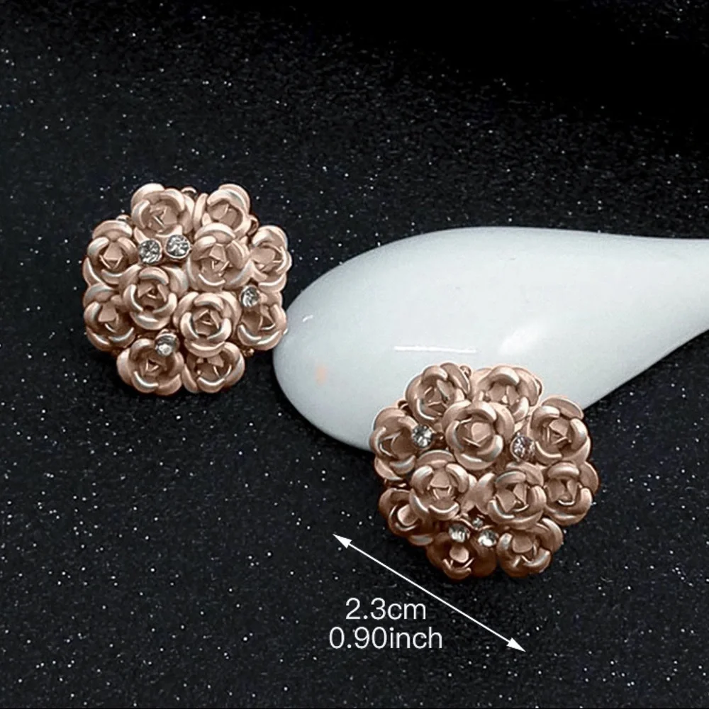 Any 2/$20! Mauve Rose & Crystal Bouquet Lever Back Stud Earrings - Picture 7 of 9